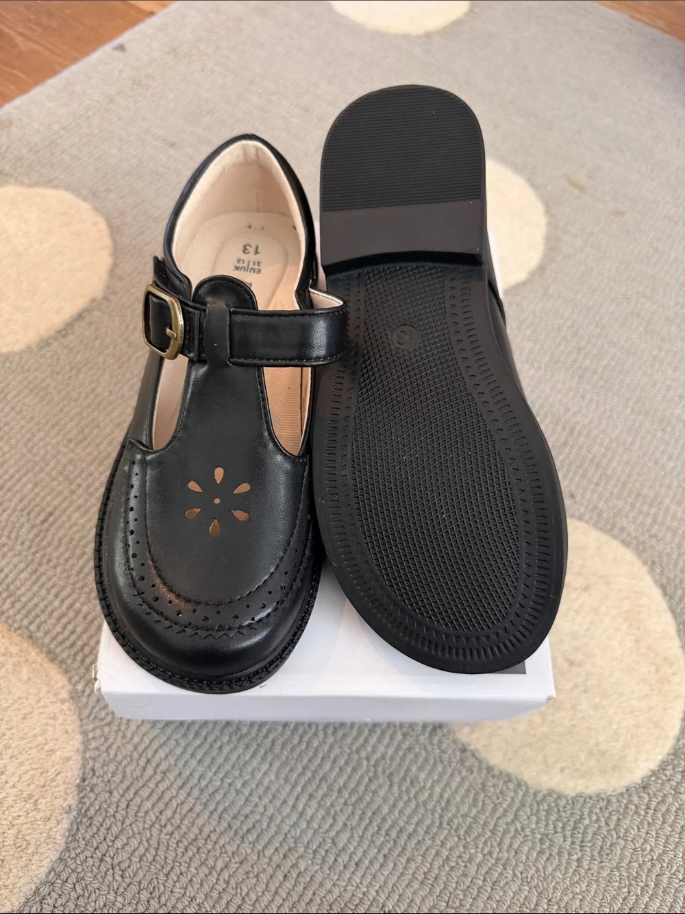 Girls Black Leather Mary Jane School Shoes